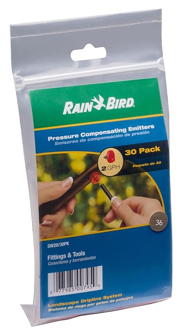 Rain Bird SW20-30PS Drip Irrigation Spot Watering Dripper/Emitter, 2 Gallon Per Hour, 300-Pack
