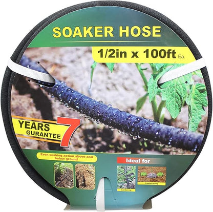 Taisia 1/2" Soaker Hose Kit 100 ft Round Rubber Garden Soaker Hoses, Heavy Duty Drip Hose for Watering Irrigation, Water Seeper Soaker Hoses for Garden, Lawn and Plants