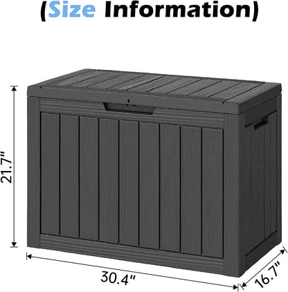 Outdoor Storage Box, 55 Gallon Resin Deck Boxes Outdoor Waterproof For Patio Furniture, Garden Tools, Pool Supplies, Lockable And UV Resistant (Striped Black)
