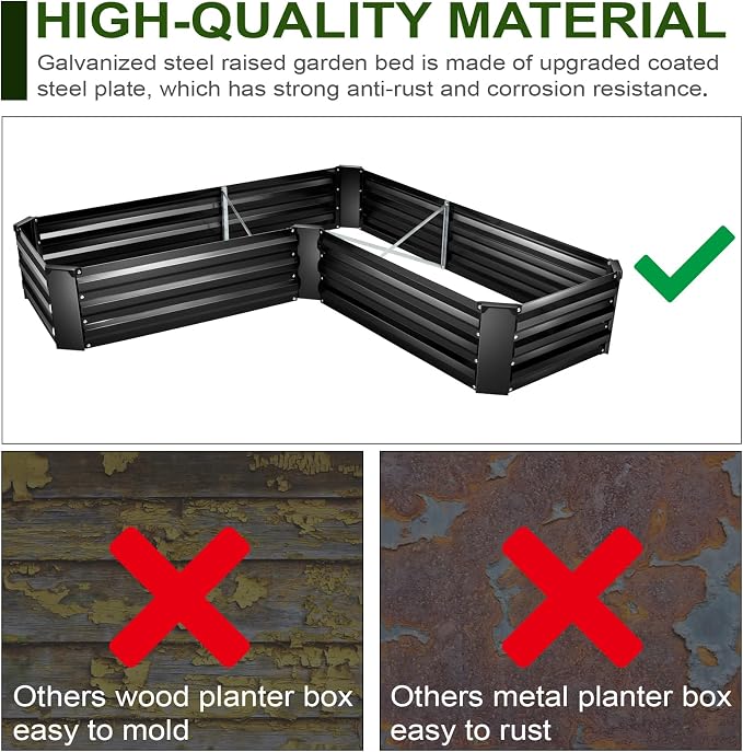 Raised Bed Garden Bed Kit, 5x5x1ft Galvanized Planter Tall Raised Garden Boxes Outdoor, Large Metal Raised Garden Beds for Vegetables, Flowers, Herbs
