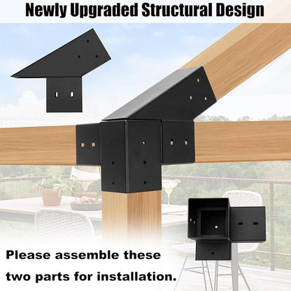 30° Slanted Pergola Whole-Set Kit for 4" x 4" Wood Pergola | Easy to Install, Weather - Resistant Bracket Kit for Carports, Gardens & More (14 Pcs)