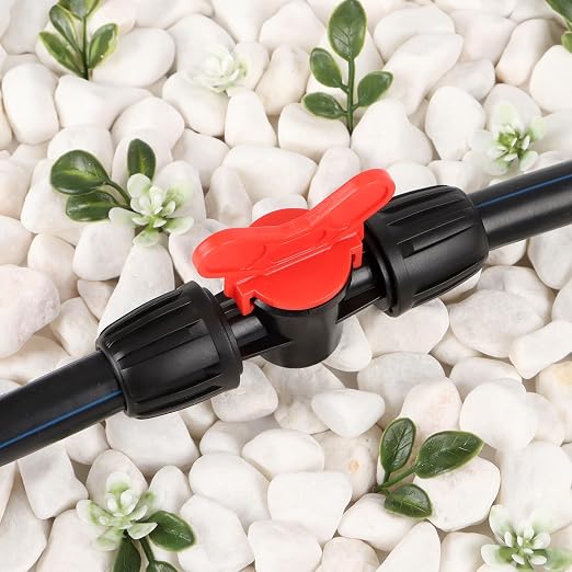 RedChili 17 Pcs 1/2 Inch Irrigation Tubing Fittings Kit, (1/2" ID x0.6-0.65" OD) 16mm Drip Tubing Barbed Locked Nuts Connectors with 2 Couplings 4 Tees 2 Ends 4 Elbows 3 Valves 2 Faucet Adapters