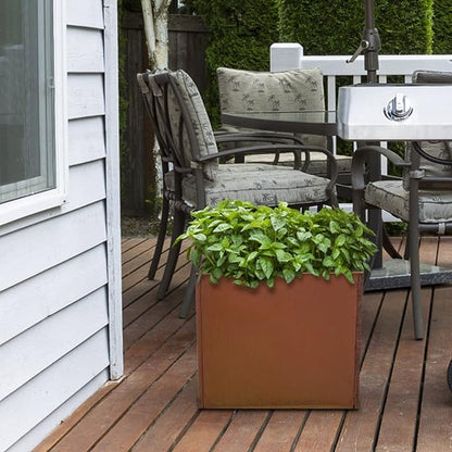 Corten Steel Planter Box Metal Planters Square Outdoor Steel Planter Cube Rustic Planter 16 Inch for Commercial Residential Garden Patio and Backyard