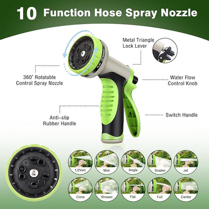 75FT Metal Garden Hose 304 Stainless Steel Flexible Water Hose - No Kink & Tangle Heavy Duty Pipe with Nozzle, Durable 3/4 Brass Fittings and Valve - Rust Proof Puncture Proof for Yard Lawn