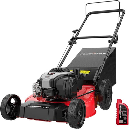 PowerSmart Gas Lawn Mower 21-Inch with 140cc Briggs&Stratton E550 Engine, 3-in-1 with Bagging, High Wheels, Lightweight, Easy Assembly, Cordless Push Lawn Mowers for Garden Yard