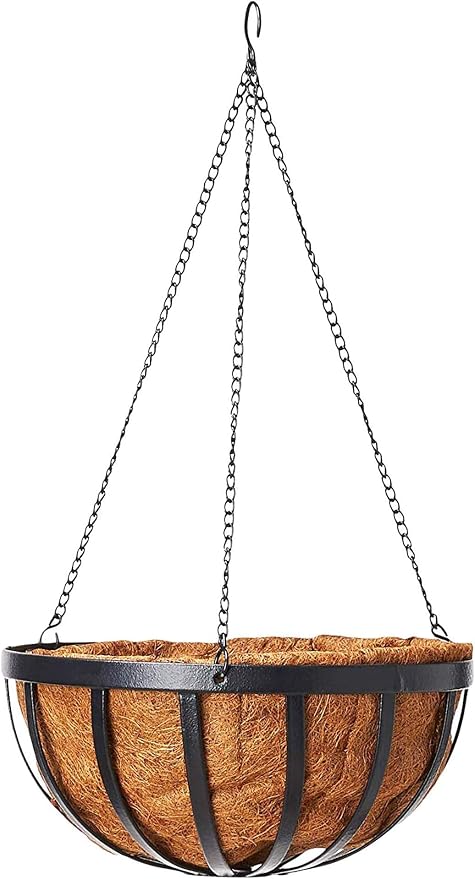 Arcadia Garden Products CB42 12" Solstice Round Hanging Basket, Black (Pack of 5)