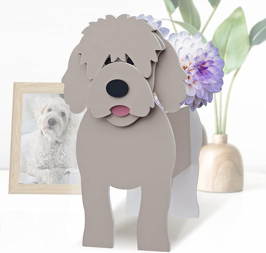 Golden Dou Dog Planter, Cute Animal Shape Flower Planters, Plant Pots for Indoor/Outdoor Garden Decor, Unique Gifts/Souvenirs for Pet Lovers (Large)