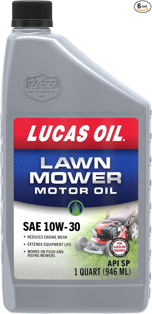 Lucas Oil 11313 SAE 10W-30 Lawn Mower Motor Oil - 1 Quart (Pack of 6)
