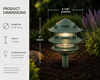 Sea Gull Lighting 9226-95 Single-Light Outdoor Path Fixture with Clear Glass, Emerald Green