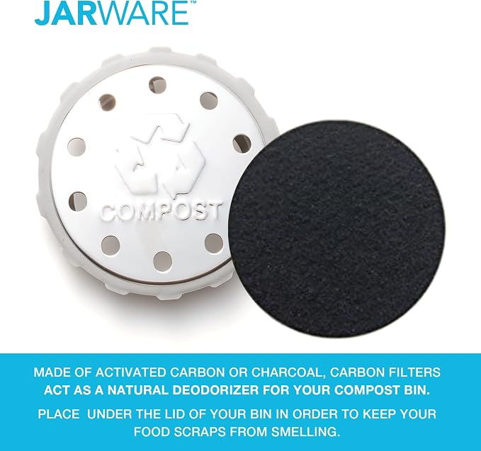 Jarware Mason Jar Lid, Stainless Steel Compost Lid For Wide Mouth Mason Jars, With 4 Charcoal Filters