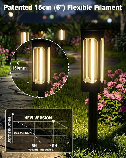 2026 Solar Lights Outdoor，6Pack Solar Pathway Lights Auto On/Off Waterproof Garden Landscape Lighting for Path, Yard, Walkway, Driveway Decor (Warm White)