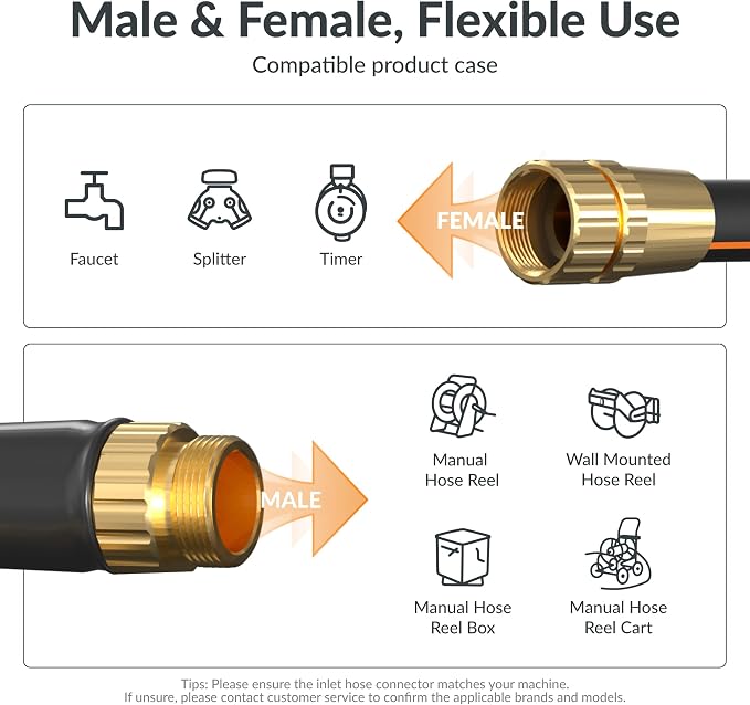 Giraffe Tools Garden Hose 5/8", Water Hose Heavy Duty, Flexible, Lightweight Hybrid Hose with Bend Protection, 2.5ft Male to Female Fittings, Burst 600 PSI, Short Leader Hose