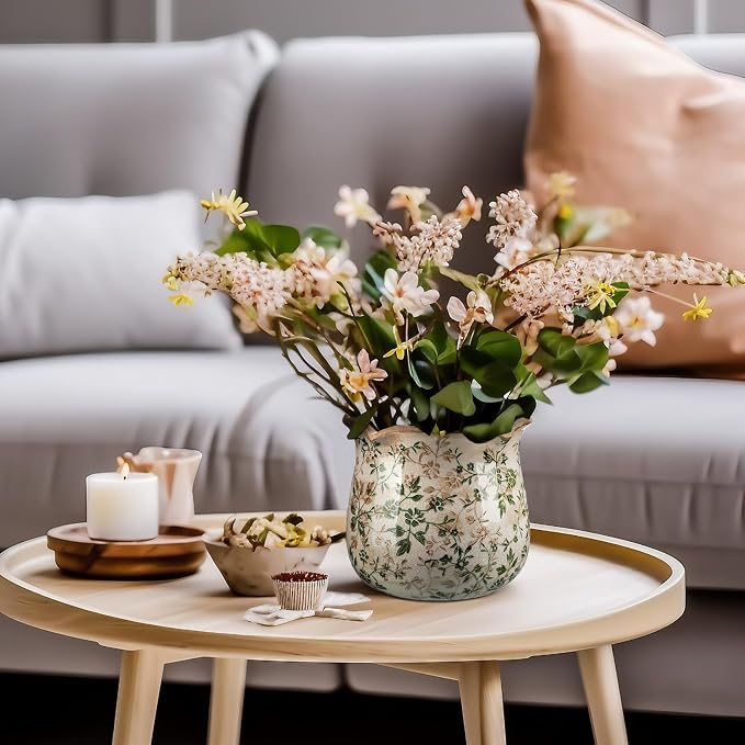 Newtay 6 Inch Ceramic Plants Pots Vintage Ceramic Flower Planters Crackle Glaze Finish Flower Pots Decorative Floral Vintage Planters for Living Room Garden Home Decor Gifts(Plain)
