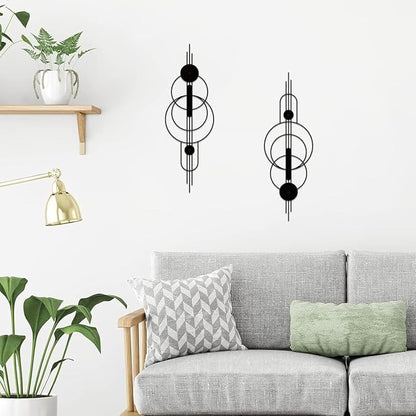 ruelen 2 Pcs Small Metal Abstract Wall Art, Modern Minimalist Wall Decor Single Line Art Metal Vertical Wall Decor Geometric Wall Hanging Sculptures for Home Bedroom Living Room, 39.37 x 12.8 Inch