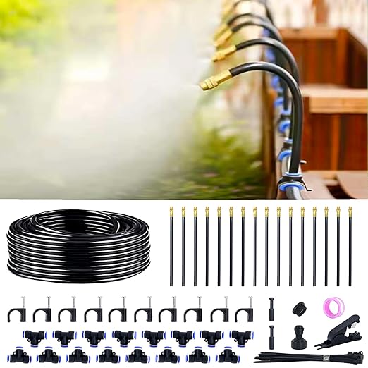 Thiswing 360° Adjustable Drip Irrigation System with 16 Nozzles | 50 FT Automatic Watering System, Raised Bed Sprinkler Irrigation System, Garden Mister for Yard, Lawn, Plants, 5/16" Tubing