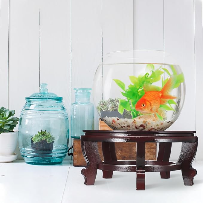 Colingmill 10.5 Inches Wooden Planter Stand Indoor Chinese Vase Fishbowl Display Stands Asian Vase Pot Traditional Stands for Home Indoor Plants Outdoor Decoration