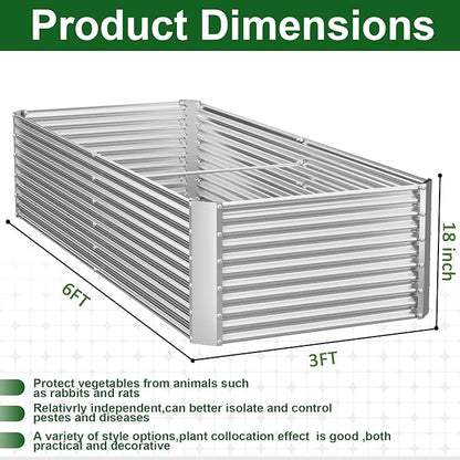 2 Pack Tall 6x3FT Corrugated Galvanized Steel Raised Garden Bed Outdoor, Metal Above Ground Garden Bed for Vegetables and Flowers, Rectangle Raised Beds for Gardening