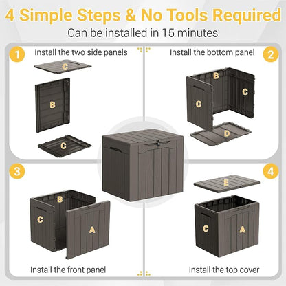 Greesum 33 Gallon Resin Deck Box All Weather Outdoor Storage Boxes for Patio Furniture Set,Outdoor Toys,Garden Tools,Brown