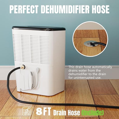 8FT Dehumidifier Drain Hose 3/4" FHT,Leakproof Dehumidifier Hose with Rustproof Durable Connector,Thickened drain hose for dehumidifier indoor,Perfectly Compatible with Most Brands of Dehumidifiers