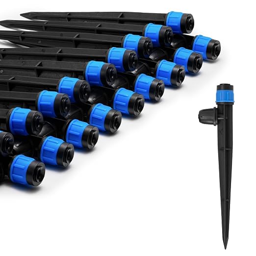 Adjustable Drip Irrigation Emitters for 1/4" Tubing, 25pcs | Adjustable 360 Degree Water Flow, Lock Barbed, Drip Spray Emitters Parts, Garden Watering System