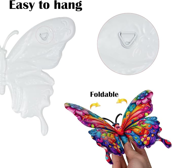 SUNREEK 4Pcs Metal Butterfly Wall Decor, 9 Inches Butterfly Outdoor Wall Art for Fence Garden Yard Room Patio Balcony Decorations