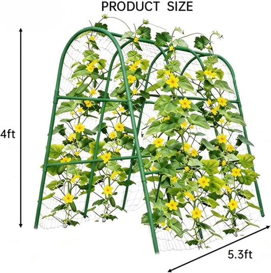 Metal Garden Arch Trellis, 5.4Ft Black for Raised Beds, Plant Support for Cucumbers & Climbing Vegetables