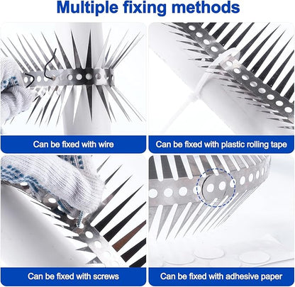 Bird Spikes - Stainless Steel Fence Spikes for Pigeons, Raccoons, Snakes - Deterrent Defender (250inch)
