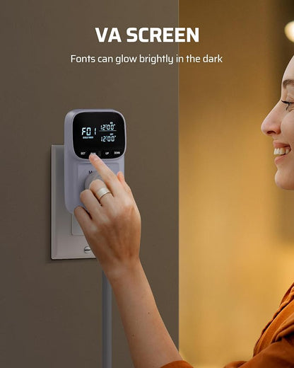 DEWENWILS Digital Temperature Controller, 2 Pack15A/1800W Thermostat Outlet Plug, VA Display Heating Cooling Control Timer, -40℉~210℉, Cyclic Timing/Countdown, for Cooling Fans and Heater