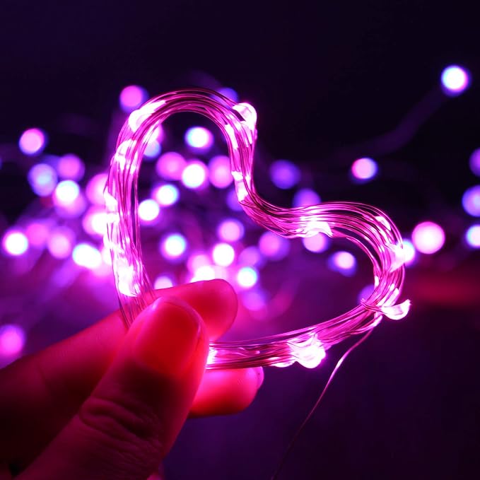 XINKAITE Fairy Lights - Waterproof LED Starry String Lights for Indoor & Outdoor DIY Decoration, Home Parties, Christmas Holiday (10FT/3Meters, Pink)