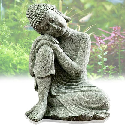livelyfish Mini Buddha Statue Meditating Natural Sandstone Buda Sculptures Ornament for 10 Gallon & Under Fish Tanks, Aquarium Decorations Home Zen Garden Bonsai Decor, Gifts (Meditation-Small)