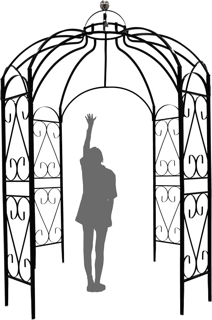 OUTOUR Versatile Oversized 9FT Iron Garden Gazebo Arbour Arbor Heavy Duty Metal ArchTrellis Support for Plants Climbing Garden Outdoor Yard Patio Wedding Party Ceremony Decor Arch