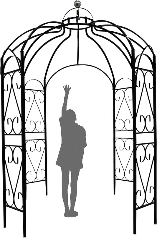 OUTOUR Versatile Oversized 9FT Iron Garden Gazebo Arbour Arbor Heavy Duty Metal ArchTrellis Support for Plants Climbing Garden Outdoor Yard Patio Wedding Party Ceremony Decor Arch
