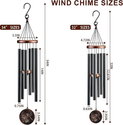 Wind Chimes for Outside, Vintage Hummingbird Deep Tone Wind Chime Outdoor Clearance, Patio Porch Balcony Decoration, Garden Hanging Decor Gifts for Women Mom Grandma (34" Hummingbird)