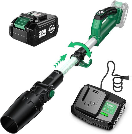 KIMO Cordless Leaf Blower, 310000RPM Brushless Motor, 37 Inch Adjustable Pole, 650CFM 280MPH, No 20V Battery-Bare Tools
