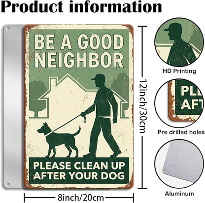 Garden Decor Dog Poop Sign Clean Up After Your Dog Yard Wall Art | Pet Owners • Lawn Walkway Display • Garden Theme • Neighborhood Reminder • UV Printed • 8x12 Inch