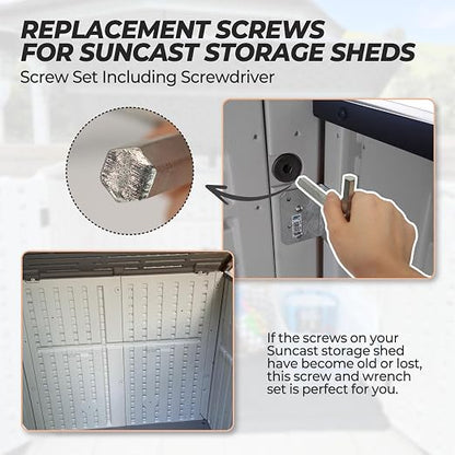 12PCS Storage Sheds Replacement Bolts with Screwdriver,Compatible with Suncast Storage Sheds,Suncast Shed Accessories,Replacement Screws for Suncast Storage Sheds