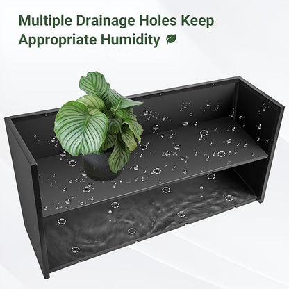 Metal Planter Box 46” x 16” x 16”, Tall Rectangle Planter Box | with Drainage Holes & Rust-Proof Coating, Modern Outdoor Black Planter Box for Porch, Garden, Patio, Yard