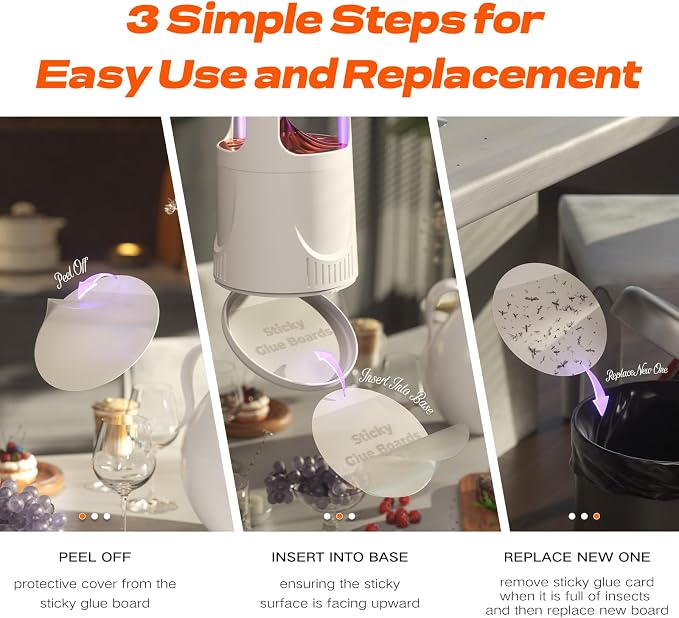 Fly Traps Indoor, Fruit Fly Trap for Home, Flying Insect Trap with Suction, Mosquito Traps Indoor & 10 Pcs Sticky Glue Boards, Gnat Traps for House Indoor