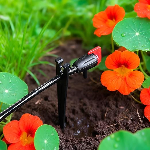 100 Pieces Drip Irrigation Support Stakes for 1/4 Inch Drip Tubing, 1/4" Tubing Hold Stakes Tool for Irrigation System Hose & Emitter Support for Vegetable Flower Beds Lawn Supplies