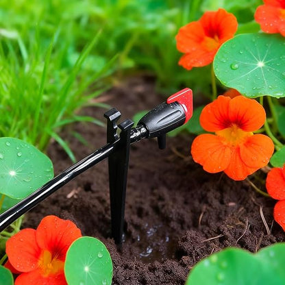100 Pieces Drip Irrigation Support Stakes for 1/4 Inch Drip Tubing, 1/4" Tubing Hold Stakes Tool for Irrigation System Hose & Emitter Support for Vegetable Flower Beds Lawn Supplies