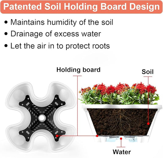 GameXcel Vertical Planter, 5 Tier Stackable Strawberry Planter with Garden Tool Set, Movable Indoor/Outdoor Garden Herb Pot for Growing Vegetables and Succulents, White
