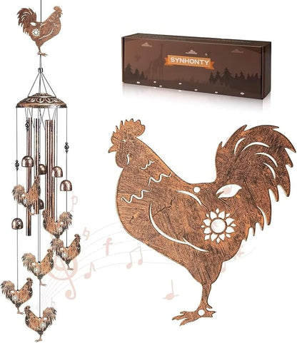 Chicken Wind Chimes for Outside,Gardening Gifts for Chicken Lover，Women，Men，Mom，Birthday Party Decorations,Memorial Gifts,Wind Chimes Outdoors，Indoors，Room，Home，Garden，Patio,Yard,Rooster Decor