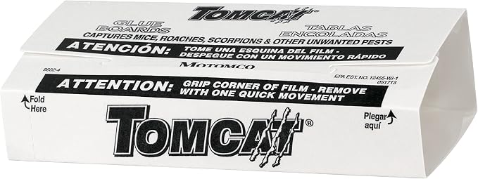 Tomcat Glue Boards with Eugenol for Enhanced Stickiness, 8 Boards | Sticky Traps for Mice, Cockroaches & Insects, Flat or Covered Use, Ready-To-Use, 2 Packages Each with 4 Glue Boards