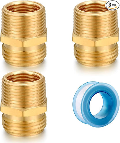 SIGURANTA Garden Hose Connectors, 3/4" GHT Male & 3/4" NPT Male Adapter - Brass Heavy Duty, Rust Proof Fittings for Pipe to Hose Conversion (3 Pack)