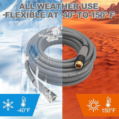 YOTOO Heavy Duty Hybrid Garden Lead in Water Hose 5/8-Inch by 3-Feet 150 PSI, Kink Resistant, All-Weather Flexible with Swivel Grip Handle and 3/4" GHT Solid Brass Fittings, Gray