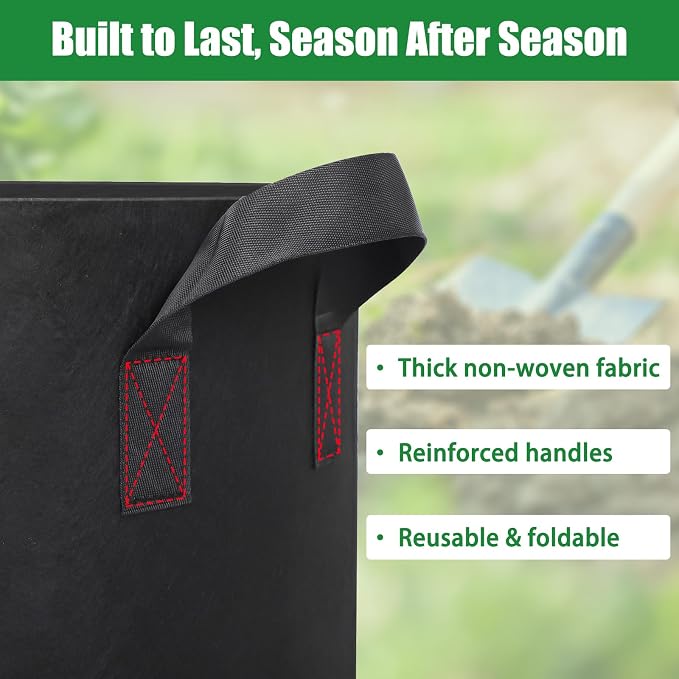 FEED GARDEN 20 Gallon Grow Bags 4 Pack – Heavy Duty 300G Thick Fabric Plant Pots with Reinforced Handles, Breathable Drainage Planters for Tomatoes, Potatoes & Large Vegetables Indoor Outdoor