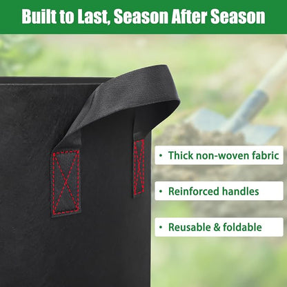 FEED GARDEN 25 Gallon Grow Bags, 4 Pack Heavy Duty 300G Fabric Pots | 300G breathable fabric grow bags with reinforced handles for vegetables, flowers, herbs, fruit trees, and outdoor gardening.
