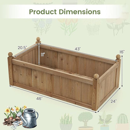 S AFSTAR Wooden Raised Garden Bed, 46" L x 24" W x 16" H Outdoor Rectangular Planter Box W/ 4 Corner Drainage, Raised Bed for Vegetable Fruit Flower Herb, Planter Container for Patio Garden Lawn Yard