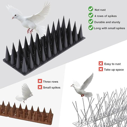 Bird Spikes, 20 Packs 20 Ft Bird Deterrent Strips Spikes for Small Birds Deterrent Spikes for Fences and Roof to Keep Birds Away