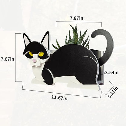 Black and White Cat Planter, Cute Animal Shape Flower Planters, Plant Pots for Indoor/Outdoor Garden Decor, Unique Gifts/Souvenirs for Pet Lovers